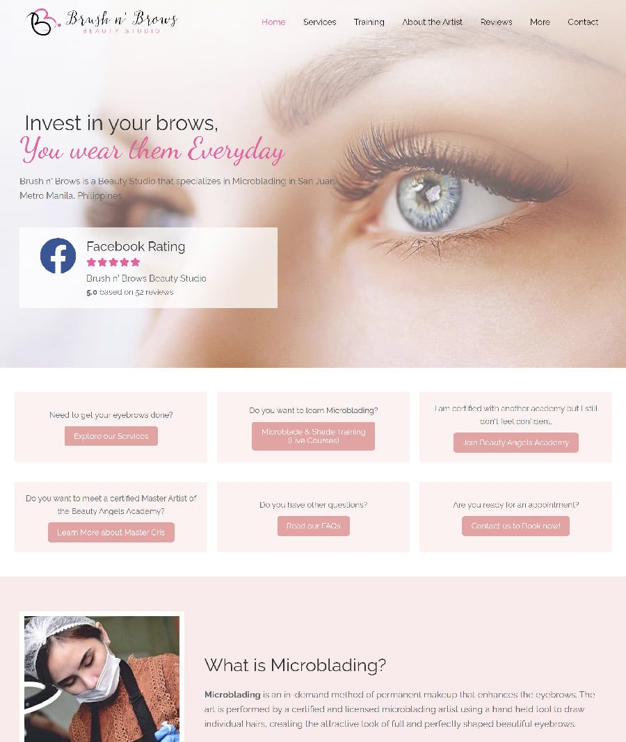 Brush and Brows Web Design