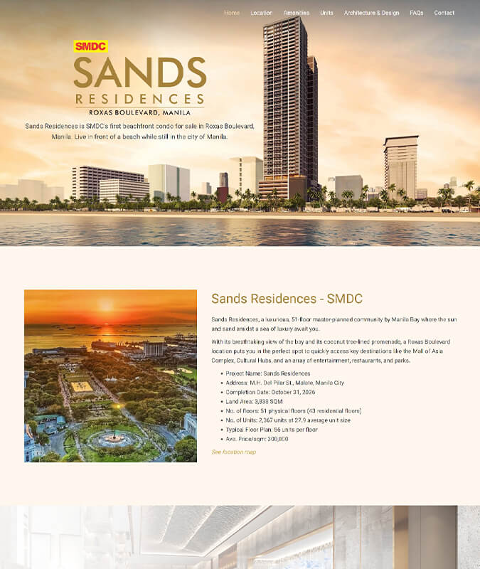Sands Residences Site Portfolio Thumbnail