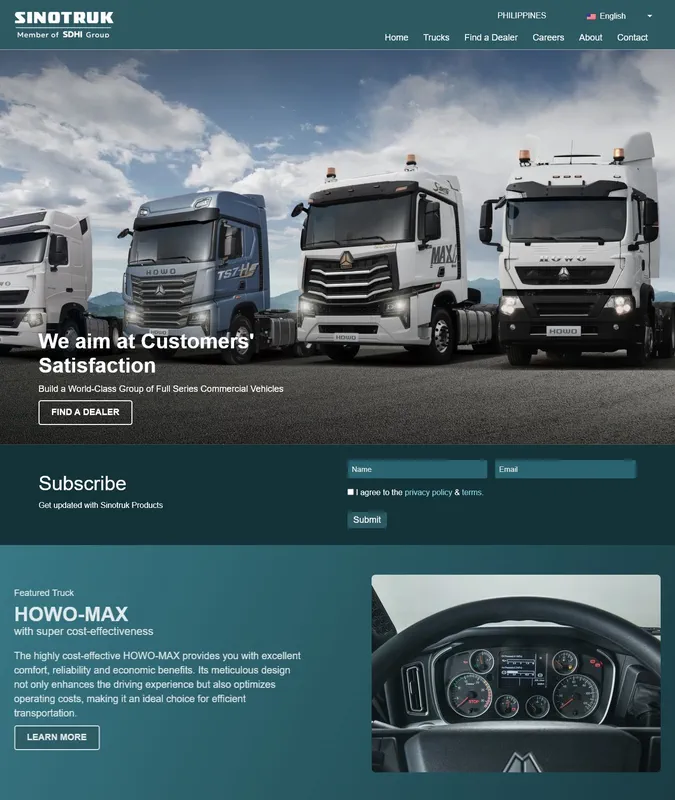 Sinotruk Philippines website portfolio featured image